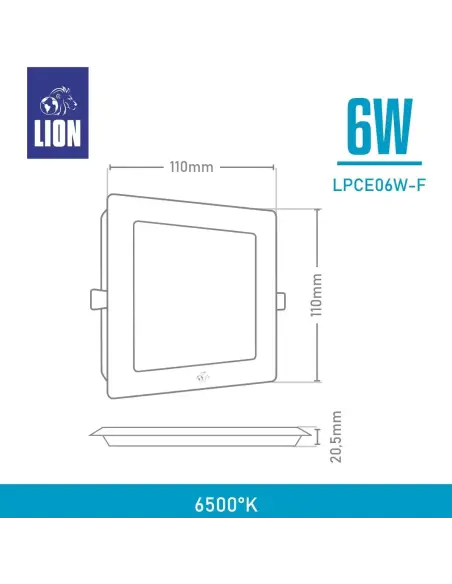 Panel de embutir LED 6W cuadrado Fría [LPCE06W-F]