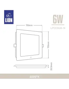 Panel de embutir LED 6W cuadrado Neutra [LPCE06W-N] 2