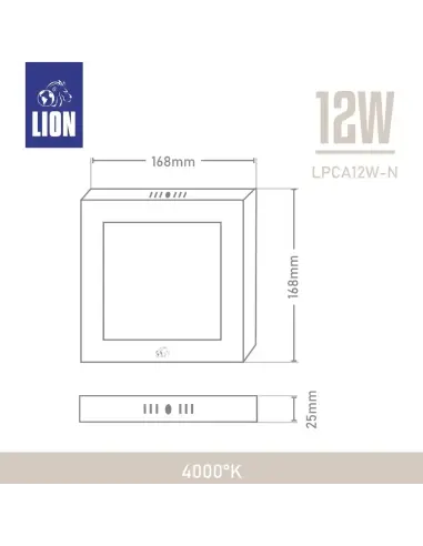 Panel de aplicar LED 12W cuadrado Neutra [LPCA12W-N]