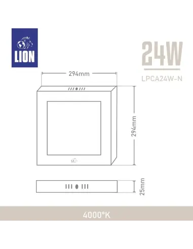 Panel de aplicar LED 24W cuadrado Neutra [LPCA24W-N]