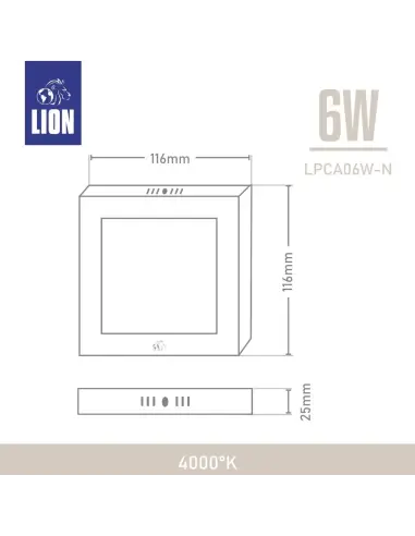 Panel de aplicar LED 6W cuadrado Neutra [LPCA06W-N]