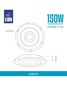 Campana UFO LED 150W aluminio y PC con CCT ajustable Lion Argentina 2