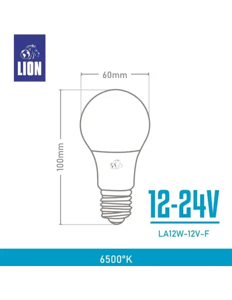 Lámpara bulbo 12-24volt LED Fría [LA12W-12V-F]