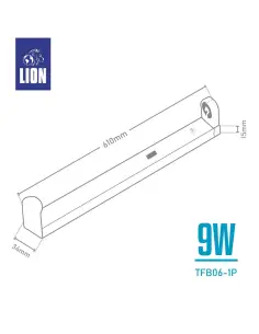 Listón de Chapa para Tubo LED T8 9W - LION 2