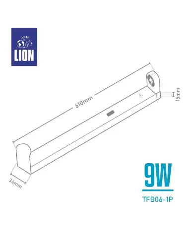 Listón de Chapa para Tubo LED T8 9W - LION