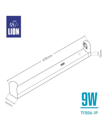 Listón de Chapa para Tubo LED T8 9W - LION