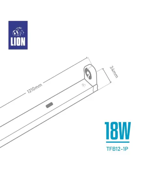 Listón de Chapa para Tubo LED T8 18W - LION