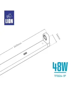 Listón de Chapa para Tubo LED T8 48W - LION 2