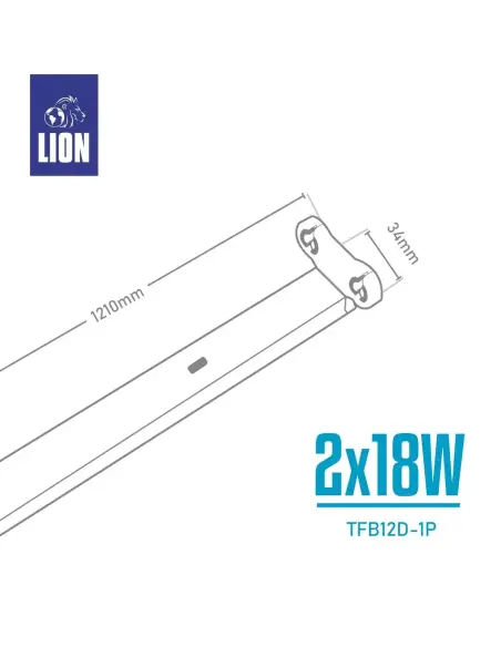 Listón de Chapa Doble para Tubos LED T8 18W - LION
