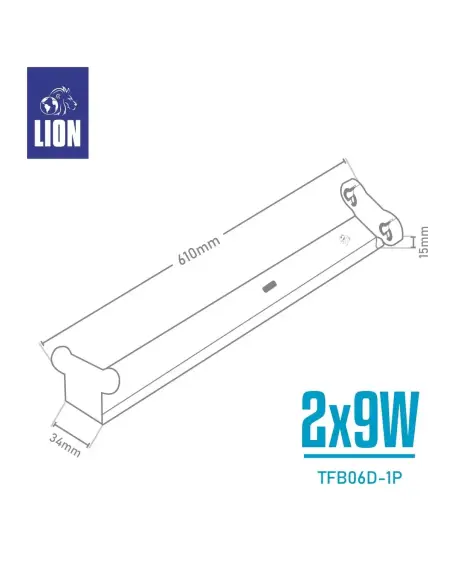 Listón de Chapa Doble para Tubos LED T8 9W - LION
