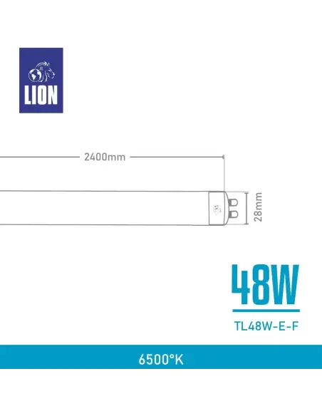 Tubo LED T8 48W Luz Fría - 240cm Alta Intensidad | Lion