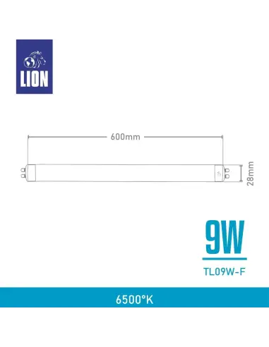 Tubo LED T8 09W Luz Fría - 60cm Alta Intensidad | Lion