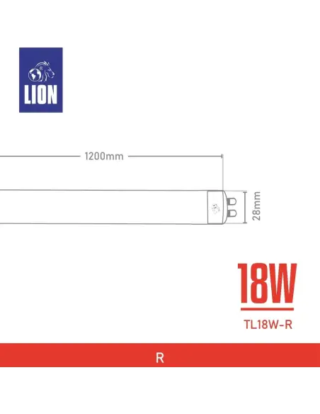 Tubo LED T8 Rojo 18W - 120cm Alta Intensidad | Lion