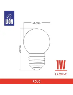 Lámpara Gota LED Roja 1W - Base E27 para Decoración | Lion 2