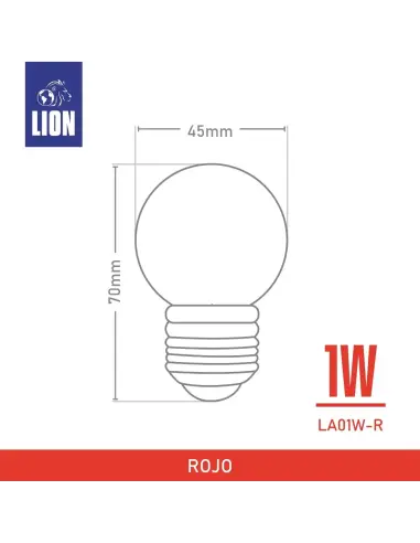 Lámpara Gota LED Roja 1W - Base E27 para Decoración | Lion