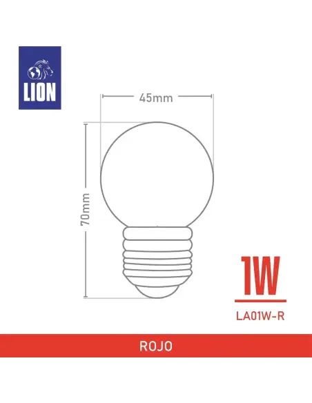 Lámpara Gota LED Roja 1W - Base E27 para Decoración | Lion