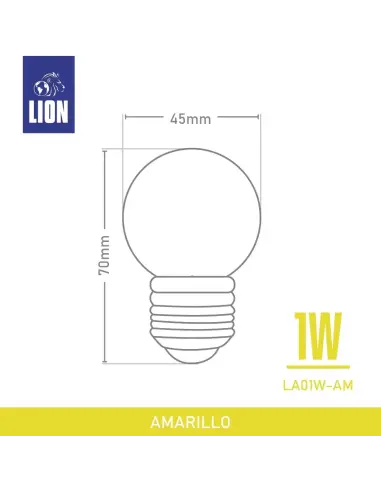 Lámpara Gota LED Amarilla 1W - Base E27 para Decoración | Lion