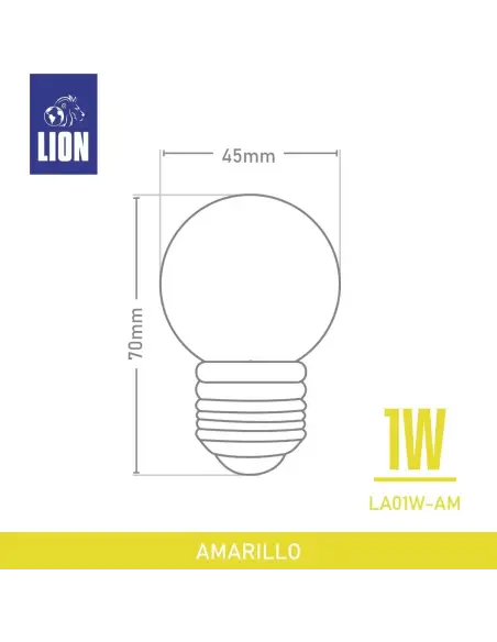 Lámpara Gota LED Amarilla 1W - Base E27 para Decoración | Lion