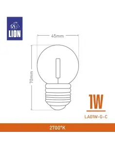 Lámpara Filamento LED G45 1W - Luz Cálida Vintage | Lion 2