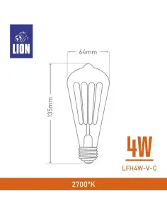 Lámpara Filamento LED ST64 4W - Estilo Vintage Ámbar | Lion 2