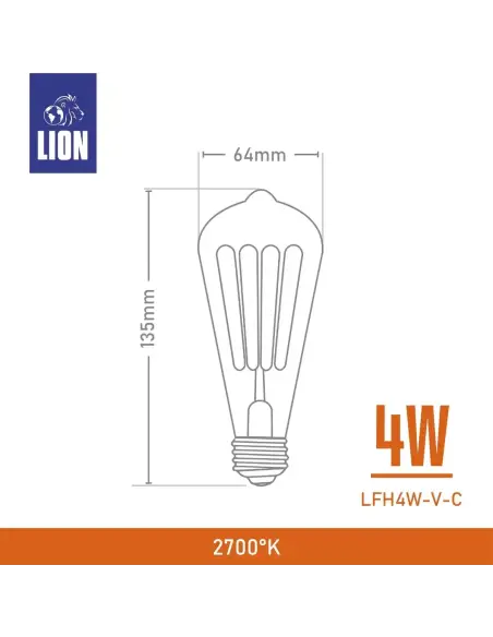 Lámpara Filamento LED ST64 4W - Estilo Vintage Ámbar | Lion