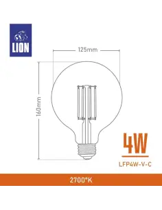 Lámpara Filamento LED G125 4W - Luz Cálida Vintage | Lion 2