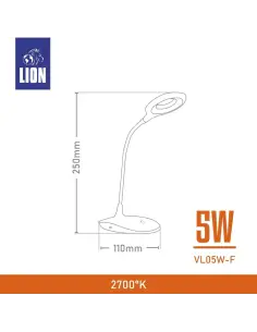 Velador LED 5W con Control Touch y 3 Niveles de Intensidad | Lion 2