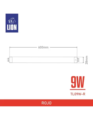 Tubo LED T8 Rojo 09W - 60cm Alta Intensidad | Lion