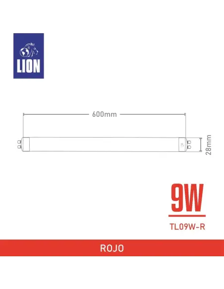 Tubo LED T8 Rojo 09W - 60cm Alta Intensidad | Lion