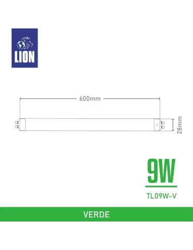 Tubo LED T8 Verde 09W - 60cm Alta Intensidad | Lion