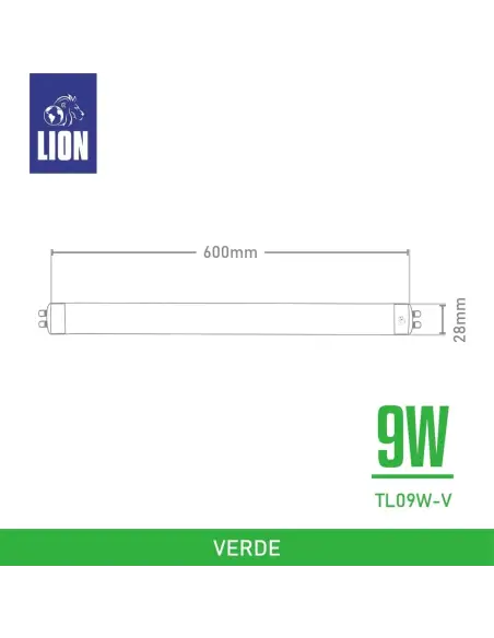 Tubo LED T8 Verde 09W - 60cm Alta Intensidad | Lion