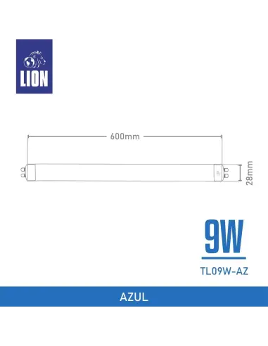 Tubo LED T8 Azul 09W - 60cm Alta Intensidad | Lion