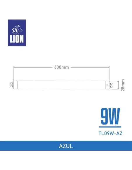 Tubo LED T8 Azul 09W - 60cm Alta Intensidad | Lion
