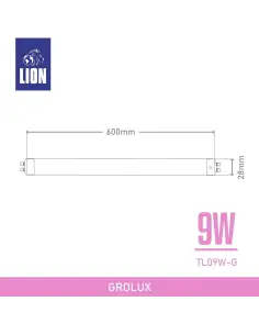 Tubo LED Grolux T8 09W - Luz Rosada 60cm | Lion 2