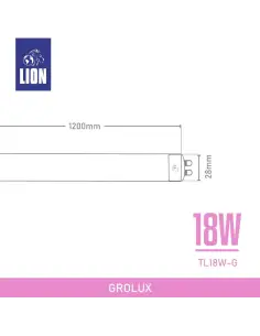 Tubo LED Grolux T8 18W - Luz Rosada para Cultivo 120cm | Lion 2