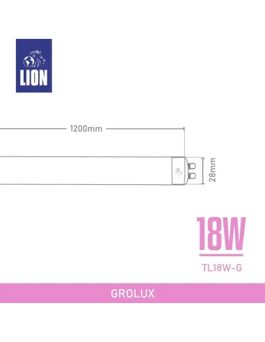 Tubo LED Grolux T8 18W - Luz Rosada para Cultivo 120cm | Lion