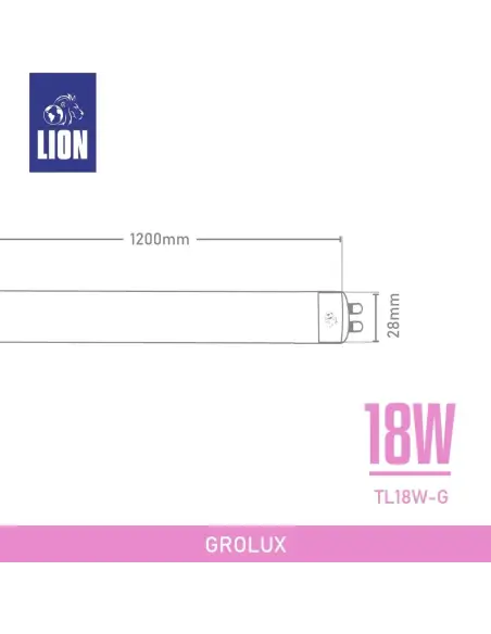 Tubo LED Grolux T8 18W - Luz Rosada para Cultivo 120cm | Lion