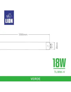 Tubo LED T8 Verde 18W - 120cm Alta Intensidad | Lion 2