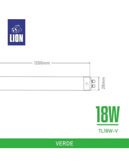 Tubo LED T8 Verde 18W - 120cm Alta Intensidad | Lion