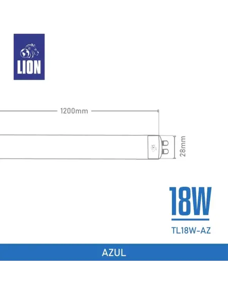 Tubo LED T8 Azul 18W - 120cm Alta Intensidad | Lion