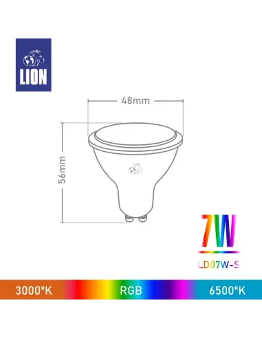 Dicroica Smart LED 07W RGB WiFi | Lion Argentina