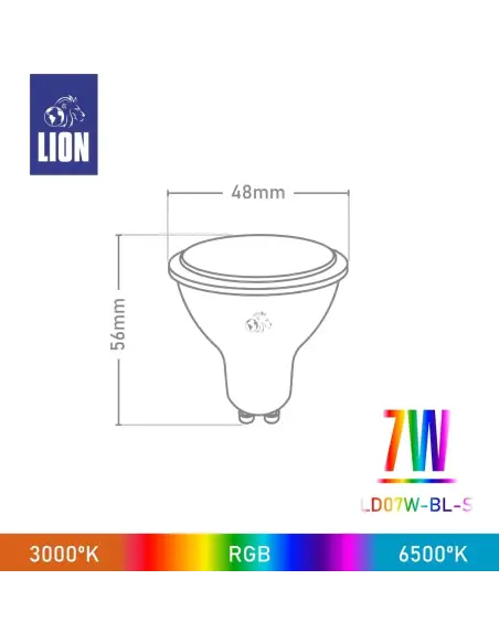 Lámpara dicroica LED 7W black RGB WiFi | Lion Argentina