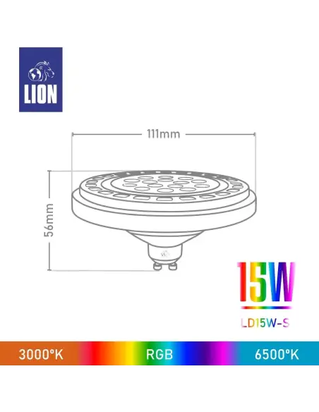 Lámpara AR111 LED 15W RGB WiFi | Lion Argentina