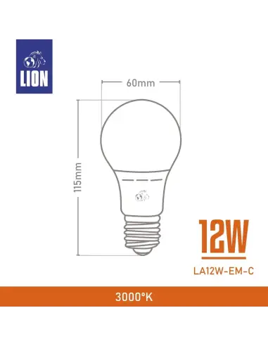 Bulbo LED Autónoma 12W con batería de litio Luz cálida E27 | Lion