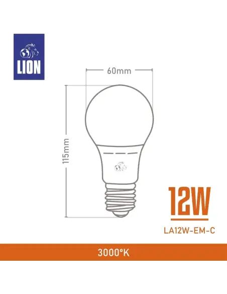 Bulbo LED Autónoma 12W con batería de litio Luz cálida E27 | Lion