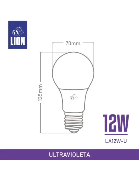 Bulbo UV LED 12W E27 | Iluminación Ultravioleta - Efectos Especiales y Ambientación | Lion