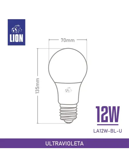 Bulbo UV LED 12W black E27 | Iluminación Ultravioleta - Efectos Especiales y Ambientación | Lion