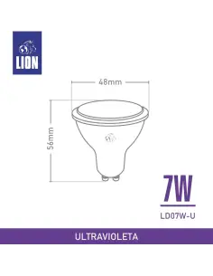 Dicroica UV LED 07W GU10 efectos especiales Lion Argentina 2