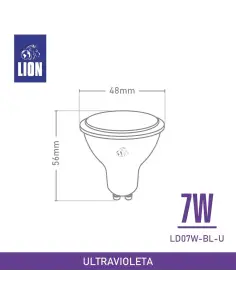Dicroica UV LED 07W GU10 efectos especiales Lion Argentina BLACK 2