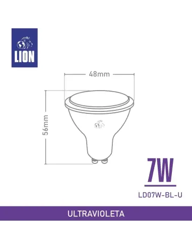 Dicroica UV LED 07W black GU10 | Iluminación Ultravioleta - Efectos Especiales y Ambientación | Lion